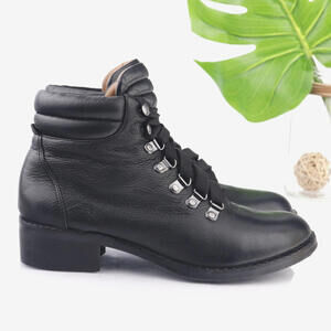Gentle Souls Womens Brooklyn Boots Size 8 Black Leather Lace Up Combat Booties